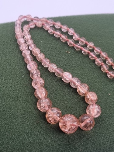 Vintage necklace pink crackle - vintage,