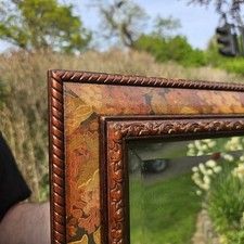 Vintage Wall Mirror Bevelled Hand Crafted Painted Floral Rustic Cottage 103 Cm