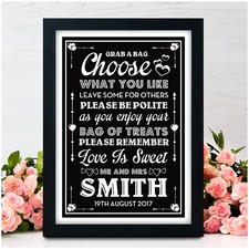 Sweet Table Buffet PERSONALISED Wedding Signs - Sweeties Candy Table Bar Signs