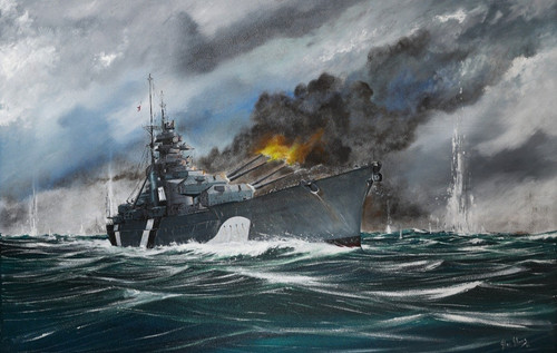 Bismarck firing hms - bismarck,