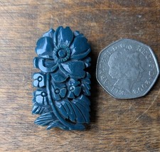 Vintage Hard Plastic Dark Green Floral Scarf / Dress Clip - Japanese 