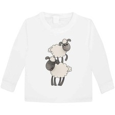 'Pair Of Cute Sheep' Children's / Kid's Long Sleeve Cotton T-Shirts (KL051054)