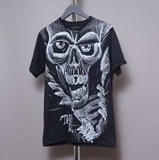 THIRD RAIL Mens T Shirt Black Skateboarder Skull Art Metal Rock Skate 3RD Rail L