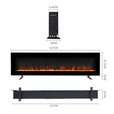 LED Fireplace Media Wall Fire Wall Mounted / Standing Electric Heater 50/60 inch