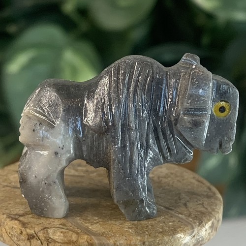Grey soapstone buffalo carving - soapstone,