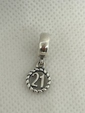 Genuine Pandora Charm Dangle 21st Birthday Age 21 Celebration Moments ! USED !
