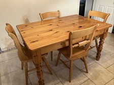 Pine Table With 4 Beech Chairs - Honey
