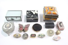 Jewellery Boxes Silver Plate Enamel Glass Trinkets Compact Floral Vintage