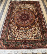 Silk-Feel Shiny Rug 147x227cm Fine Traditional Floral Medallion