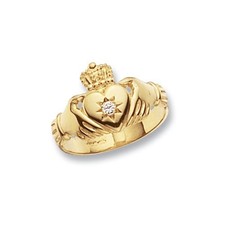 Mens 9ct yellow gold claddagh - gold,