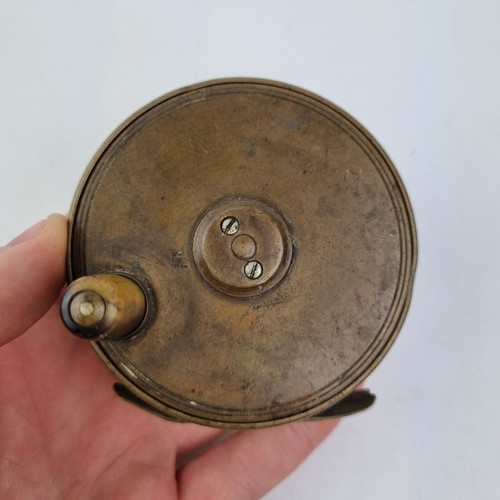 Antique brass fishing reel - 3",