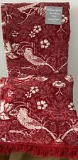 William Morris Supersoft Strawberry Thief Design Fringed Throw Red 130cm x 170cm