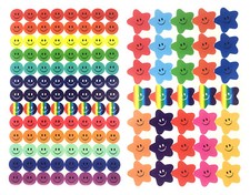 AKORD 695 Pcs Smiley Happy Face Star Stickers, School Reward, 10 Sheets