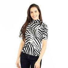 Karen Millen Womens Top T-Shirt Zebra Print Short Sleeve Summer Holiday Workwear
