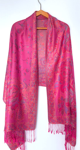 Pink paisley scarf shawl - pink, soft