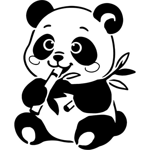 Baby panda eating stencils - panda, eating'