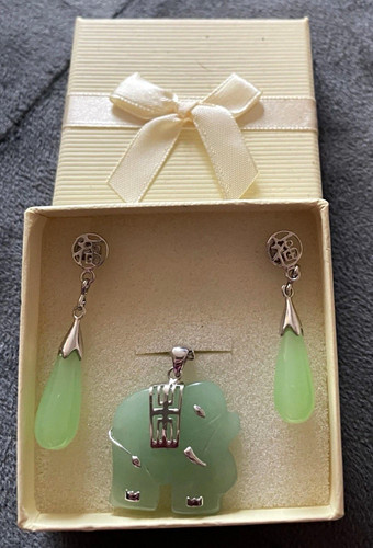 Faux jade silver pendant - jade/silver,