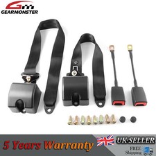 2 Sets Universal 3 Point Inertia Seat Belt Car Truck Adjustable Safety Belts UK