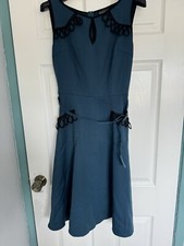 Voodoo Vixen Evie Teal Dress M  - Fit & Flare 1940s style excellent condition 