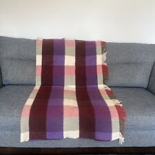 Johnstons of Elgin The Utility rug Lambswool purple tartan check Throw blanket