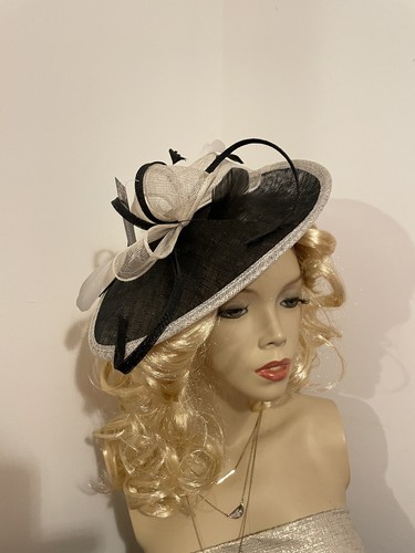 Fascinator black ivory wedding - black,