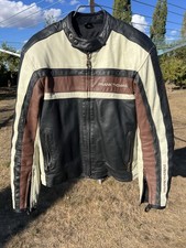 Cafe Racer Leather Motorcycle Jacket Size UK 40 EU 50 Black, Brown, Cream