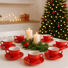 CHRISTMAS GIFT RED CUP SAUCERS