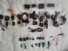 Scart leads  phono cable plus AV adaptors Video DVD Freeview TV Joblot bundle