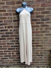 Zara halter neck cotton beige jumpsuit, size S, new
