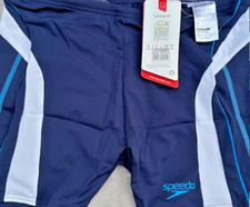 Speedo Trunks Endurance Mens Youths Swimwear Boxer Style Navy Blue/White GB BNWT