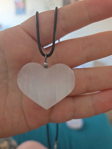 Selenite heart pendant - heart,