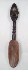 WEST AFRICAN DAN TRIBE IVORY COAST TRIBAL ART CARVED SPOON LADLE WITH HEAD