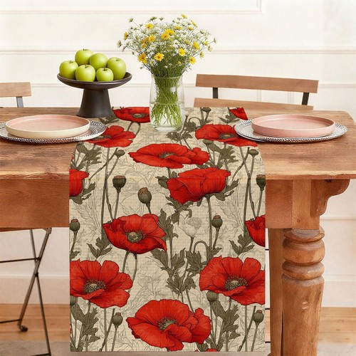 Poppy table runner - poppy, runner,dining