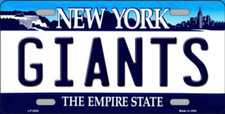 Giants New York State Background Metal License Plate Auto Truck Car Home Decor