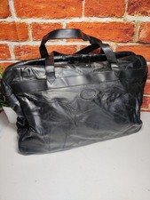 MENS COTTON TRADERS BLACK LEATHER PVC WEEKEND OVERNIGHT GYM TRAVEL DUFFEL BAG