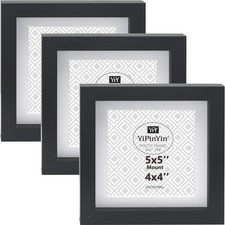 Black 5 X 5''(12.7 x 12.7cm) Square Photo Frame Set Of 3 with mount for 4x4''...