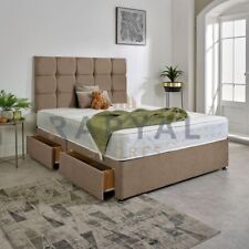 PLUSH DIVAN BED SET WITH MEMORY MATTRESS AND HEADBOARD 3FT 4FT 4FT6 5FT 6FT