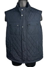 ZARA NAVY GILET LARGE MENS QUILTED BODYWARMER WINTER JACKET COAT ZIP UP POCKETS