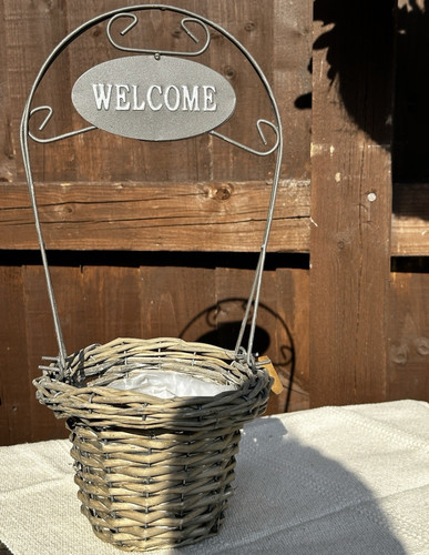 Rustic wicker basket planter - rustic,