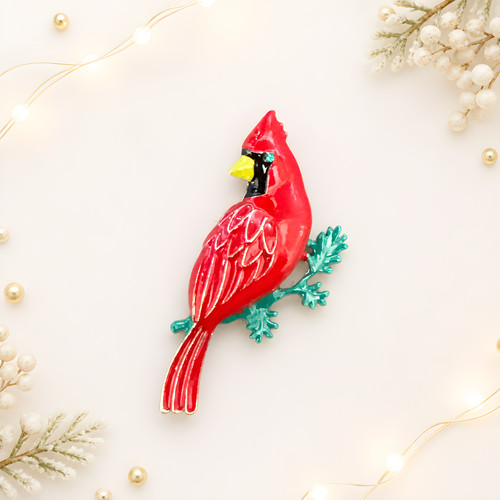 Gold red cardinal bird - gold,