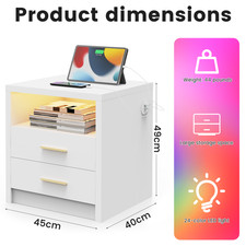 LED Bedside Table 2 Drawers
