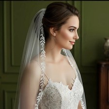 White Leaf Lace Edge Wedding