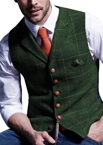 Mens tweed retro waistcoat - mens,