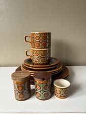 Hornsea Bronte 1970s Pottery Set Cups Plates Condiments England