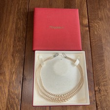 Majorica Vintage Pearl Necklace 3 Strands 18in  boxed For Rethreading or project