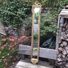 Hookes Reproduction Antique Gold Frame 51.5” Long & Narrow Bevelled Edge Mirror