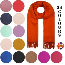 Pure Cashmere Scarf Women Plain Wool Knit Long Neck Wrap Winter Shawl Soft Stole