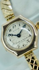 (9ct Gold) Rolex Vintage Lady Art Deco Cocktail Watch 24mm Antique Bracelet
