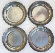 4x Pewter Plates Antique~Makersmark ~ Round  21.5cm(8.5”)~1765g total~VERY NICE