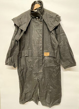 Wax Coat Mens L Wax Jacket Trench Shoulder Cape Long Line Waterproof Outback